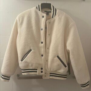 Forever 21 Cream Varsity Bomber Jacket – Size S – NWT